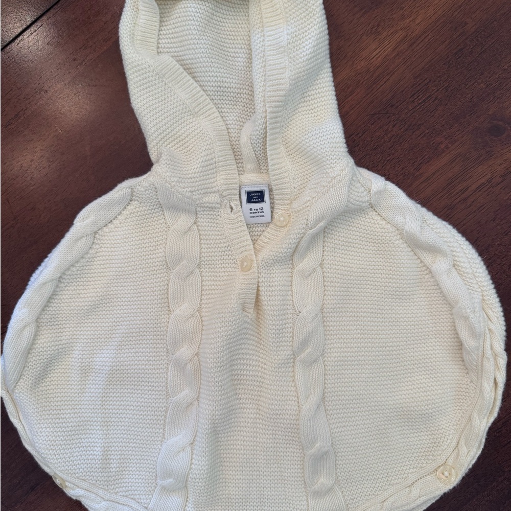 Janie and Jack Cream Cable Knit Poncho
